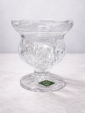 Shannon Crystal Pedestal Bowl 24% Lead Cut Glass Scalloped Vintage